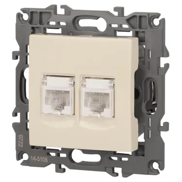 Розетка 2хRJ45, Эра Elegance, сл.кость, 14-3108-02