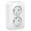 Розетка BLANCA наружная двойная, без заземления, со шторками, с изолирующей пластиной, 16А, 250В, белый