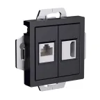 ATLASDESIGN РОЗЕТКА двойная HDMI+RJ45, кат.5Е, механизм, КАРБОН