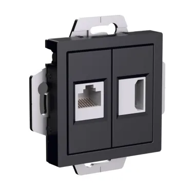 ATLASDESIGN РОЗЕТКА двойная HDMI+RJ45, кат.5Е, механизм, КАРБОН