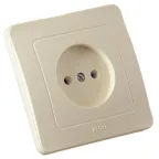 Розетка скрытая со шторками слоновая кость