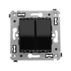 Avanti Инвертор двухклавишный в стену Черный квадрат (Переключатель сх. 7+7)