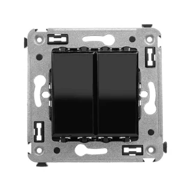 Avanti Инвертор двухклавишный в стену Черный квадрат (Переключатель сх. 7+7)