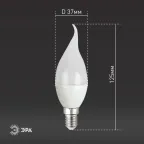 Лампа светодиодная LED BXS-8W-865-E14 R (диод, свеча на ветру, 8Вт, хол, E14) (10/100/2800)