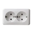 ЭТЮД Розетка двойная наружная с заземлением без шторок белая