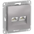 Розетка ATLASDESIGN двойная компьютерная RJ45+RJ45 категория 5E механизм алюминий