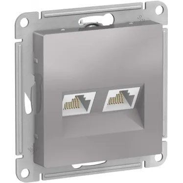 Розетка ATLASDESIGN двойная компьютерная RJ45+RJ45 категория 5E механизм алюминий