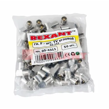 Переход гнездо F - штекер TV угловой,