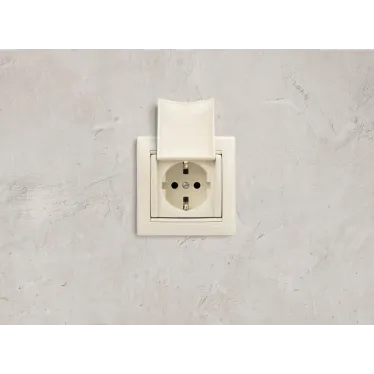 VALENA Розетка с заземлением с крышкой в рамку слоновая кость