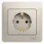 GLOSSA розетка с заземлением в сборе молочный