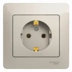GLOSSA розетка с заземлением в сборе молочный