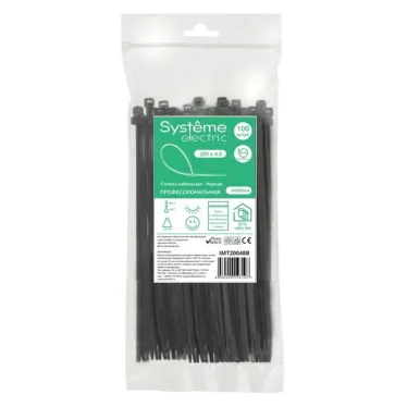 Стяжка кабельная MultiSet 200х4.8 Чёрная (100шт)