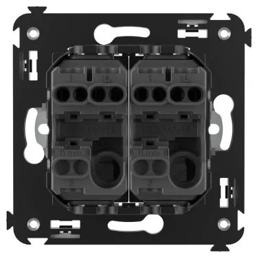 Avanti Выключатель двухклавишный в стену, Черный квадрат