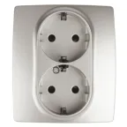 Розетка 2X2P+E Schuko со шторками, 16A-250В, Эра12, перламутр, 12-2104-15