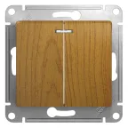 GLOSSA Выключатель двухклавишный с подсветкой сх.5а дуб в рамку