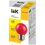 LIGHTING Лампа светодиодная декоративная G45 шар 1Вт 230В красный E27 IEK