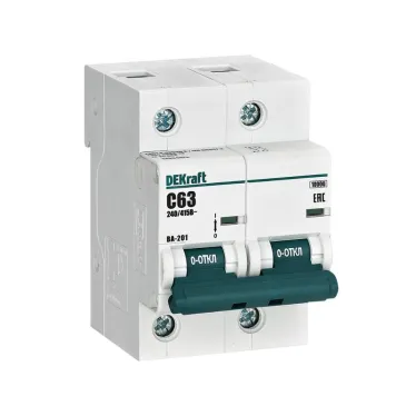 Выключатель автоматический двухполюсный 63А С ВА-201 10кА