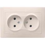 КВАРТА Розетка двойная без заземления в сборе без шторок кремовый
