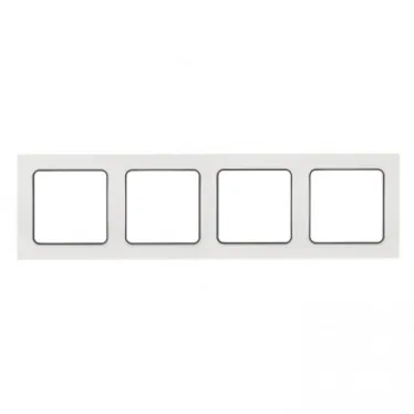 Стокгольм Рамка 4-местная белая с линией цвета черный