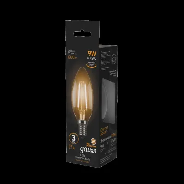 Лампа светодиодная филаментная LED 9 Вт 680 лм 2700К свеча теплый E14 AC 220В прозрачная колба Black Filament Gauss