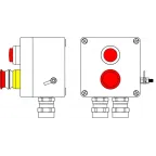 Взрывозащищенный пост управления из полиэстера CPE-Р-03 -(1xLR(250) -1xP3E(11)) - 2x6018AASBKGM2SB(C)1Ex d e IIC T6 Gb / Ex tb IIIC T80°C Db IP66