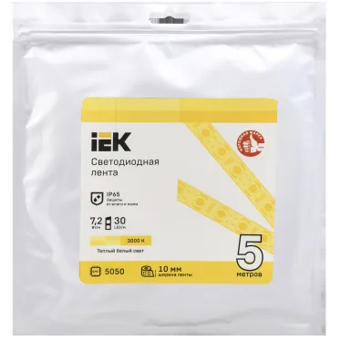 Лента светодиодная 5м LSR-5050WW30-7,2-IP65-12В IEK