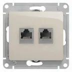 GLOSSA Розетка двойная RJ11+RJ45 категория 5E механизм молочный