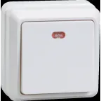 ОКТАВА Выключатель одноклавишный наружный белый с индикацией