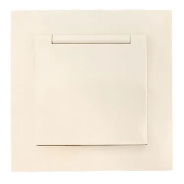 Валенсия розетка 1-местная с/з 16А кремова с крышкой и защ. штор.