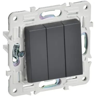 SKANDY Выключатель 3-клавишный 10А SK-V11T титан IEK