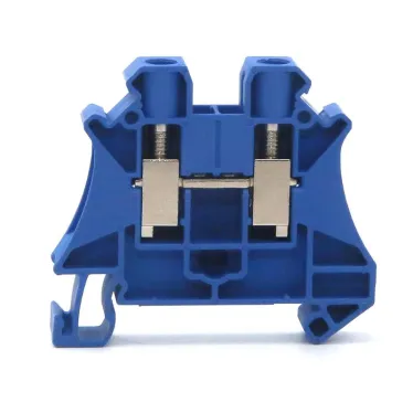 Клемма проходная, винтовой зажим, 2 точки подключения, 6 кв.мм, синяя