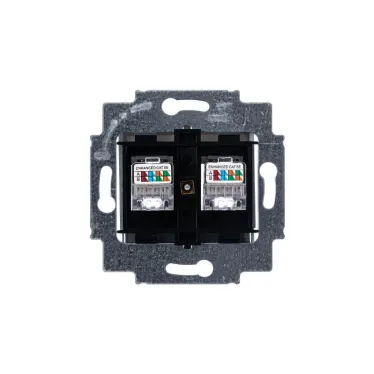 Розетка информационная Levit двойная 2хRJ45 категория 5e серебро