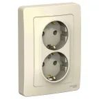 BLANCA скрытой установки розетка двойная с заземлением без шторок, 16А, 250В, молочный