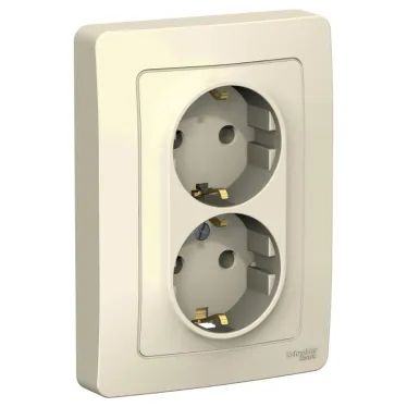 BLANCA скрытой установки розетка двойная с заземлением без шторок, 16А, 250В, молочный