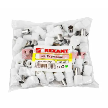 Разъем штекер TV без пайки белый угловой,