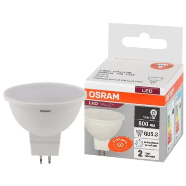 Лампа светодиодная LED 10 Вт GU5.3 4000К 800Лм спот 220 В (замена 75Вт) OSRAM