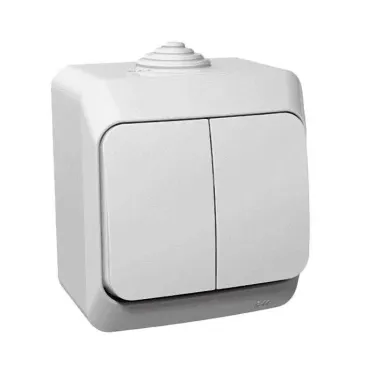 ЭТЮД Выключатель двухклавишный наружный IP44 белый