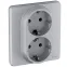 Розетка 2X2К+З немецкий стандарт 16 А 250 В~ INSPIRIA алюминий