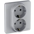 Розетка 2X2К+З немецкий стандарт 16 А 250 В~ INSPIRIA алюминий
