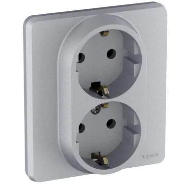 Розетка 2X2К+З немецкий стандарт 16 А 250 В~ INSPIRIA алюминий