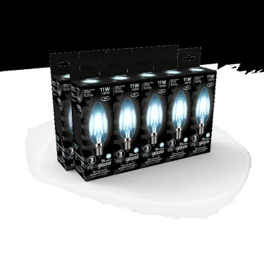 Лампа светодиодная филаментная LED 11 Вт 830 лм 4100К свеча нейтральный E14 AC 220В прозрачная колба Black Filament Gauss