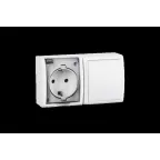 15 Aqua Блок розетка с заземлением 16А 250В + выключатель 10А 250В IP54 белый