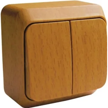 ЭТЮД Выключатель двухклавишный наружный Бук