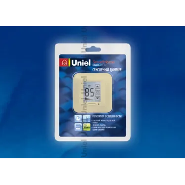 USW-001-LCD-DM-40/500W-TM-M-BG Выключатель с диммером и таймером выключения, сенсор, блистер, бежевый | 04029 | Uniel