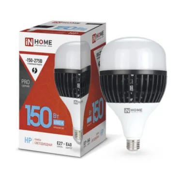 Лампа светодиодная LED-HP-PRO 150Вт 230В E27 с адаптером Е40 6500К 14250Лм IN HOME |4690612035703 | IN HOME