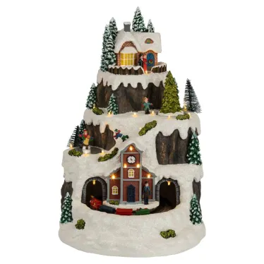 Фигура светодиодная новогодняя  EFIS-S07 композиция Рождество музыка теплый белый свет 3*АА 25*23*34 см | Б0060485 | ЭРА