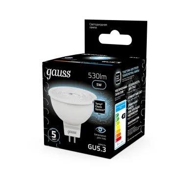 Лампа светодиодная LED 5Вт GU5.3 220В 4100К MR16 | 101505205 | Gauss
