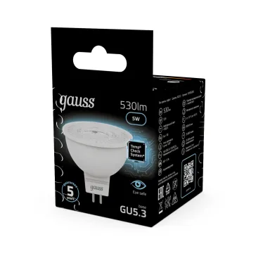 Лампа светодиодная LED 5Вт GU5.3 220В 4100К MR16 | 101505205 | Gauss
