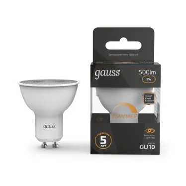 Лампа светодиодная LED 5W MR16 GU10-dim 3000K диммир. | 101506105-D | Gauss