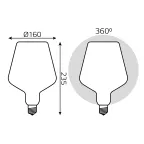 Лампа светодиодная Filament V160 9W 890lm 4100К Е27 milky LED 1/6 | 1016802209 | Gauss